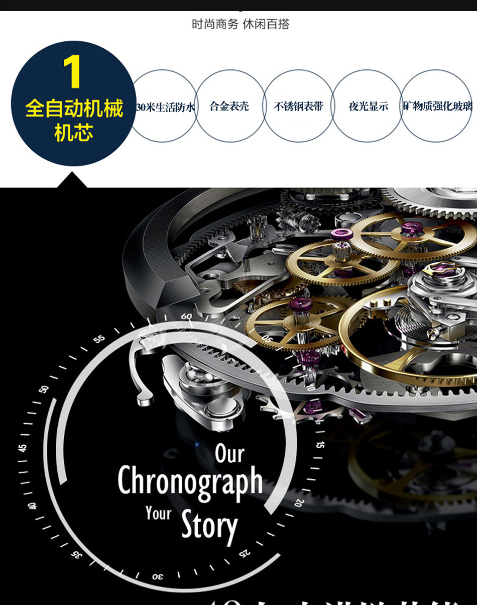 穩達時2020新款全自動機械手表批發現貨資源，可批發供應