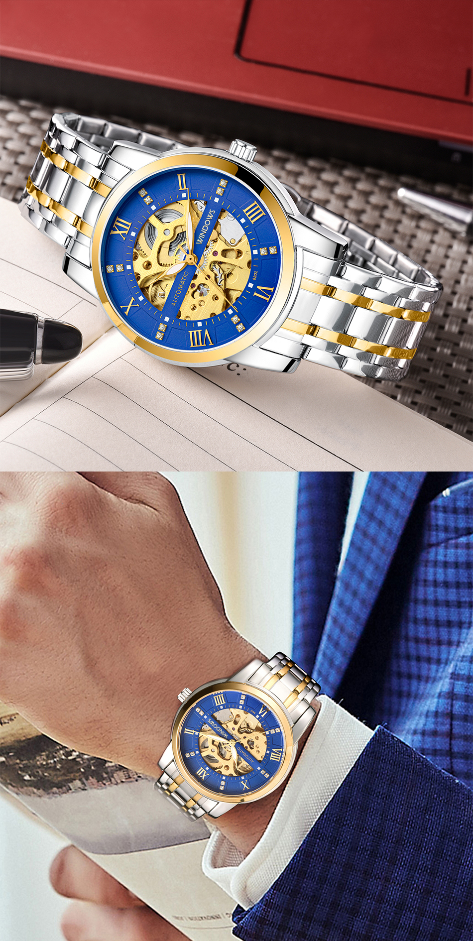 穩(wěn)達(dá)時熱賣電商暢銷款鏤空機(jī)械表貨源直供