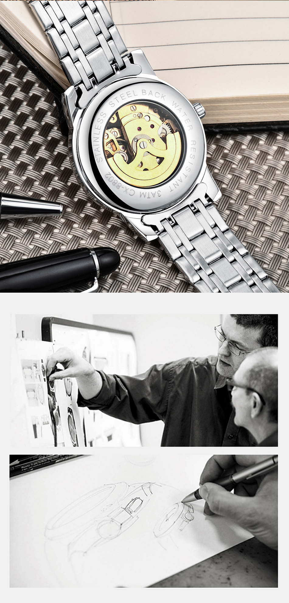 穩(wěn)達(dá)時熱賣電商暢銷款鏤空機(jī)械表貨源直供