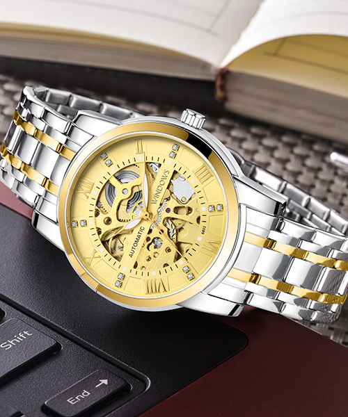 男士機械手表批發(fā)創(chuàng)意鏤空設計