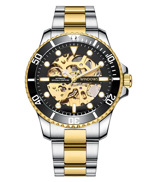 廠家直供間金鏤空機械手表批發貨源