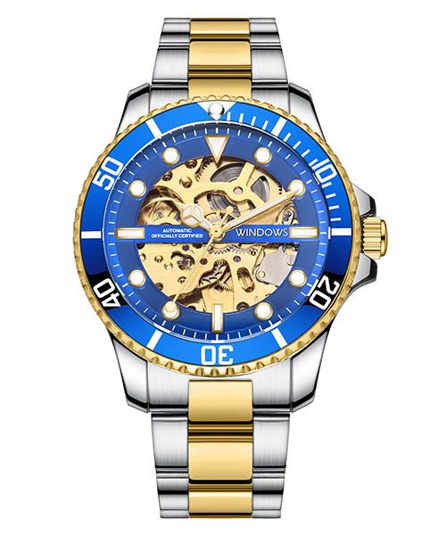 廠家直供間金鏤空機械手表批發貨源