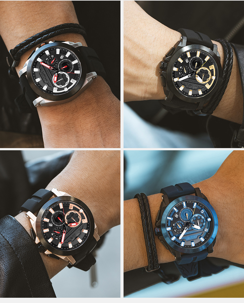 新款男士休閑手表多功能夜光合金表石英手表廠家