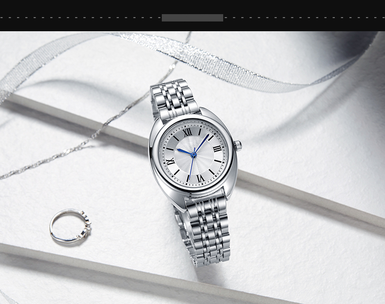 593熱銷韓版簡約時尚鋼帶防水女士手表廠家