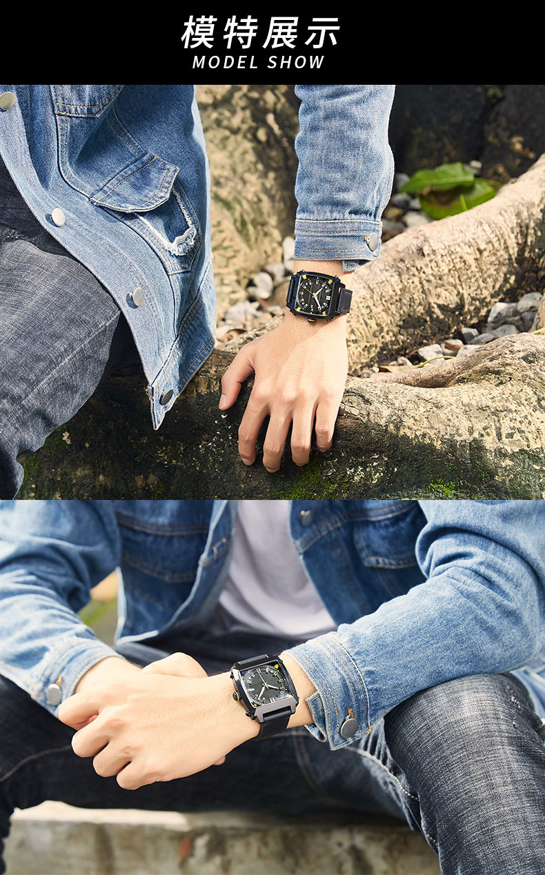 6763歐美潮流時尚方形男士全自動機械手表廠家直供