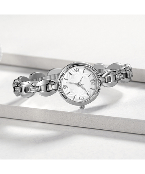 596韓版精致時尚鑲鉆女士手表ins風鋼帶石英手表廠家批發