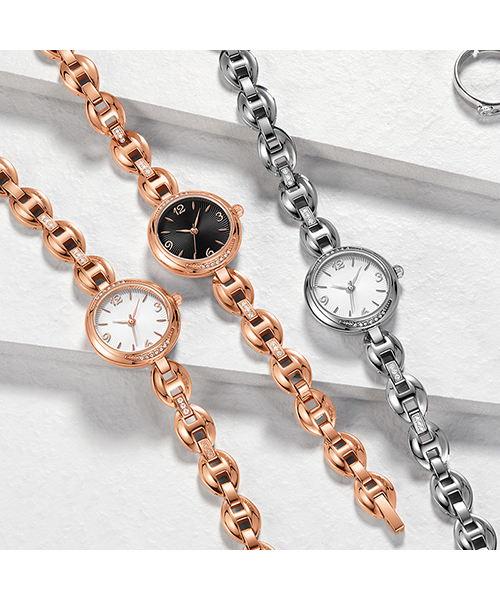 596韓版精致時尚鑲鉆女士手表ins風鋼帶石英手表廠家批發