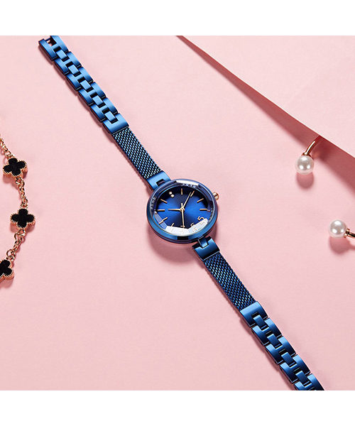 578女士商務時尚鋼網帶防水石英表廠家代發
