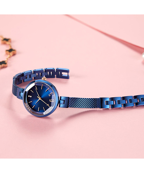 578女士商務時尚鋼網帶防水石英表廠家代發