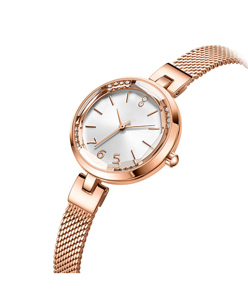 578女士商務時尚鋼網帶防水石英表廠家代發