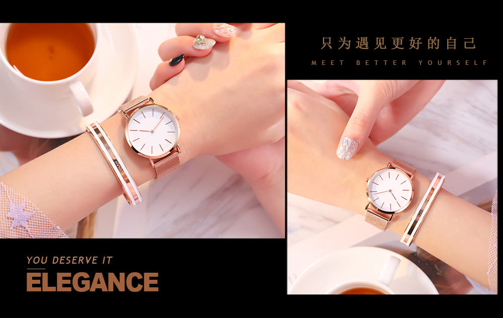 CB36W簡約防水石英網(wǎng)帶手表兩針超薄女士手表廠家一手貨源