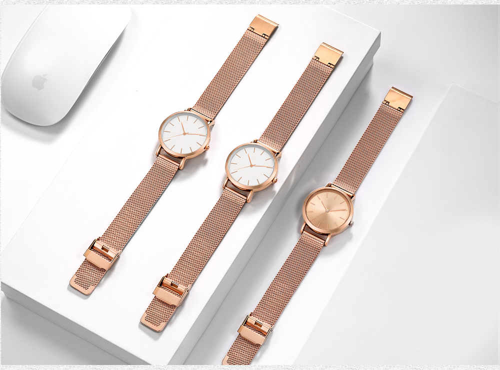 CC32北歐簡約潮流女士手表精致防水網帶石英手表廠家現貨代工