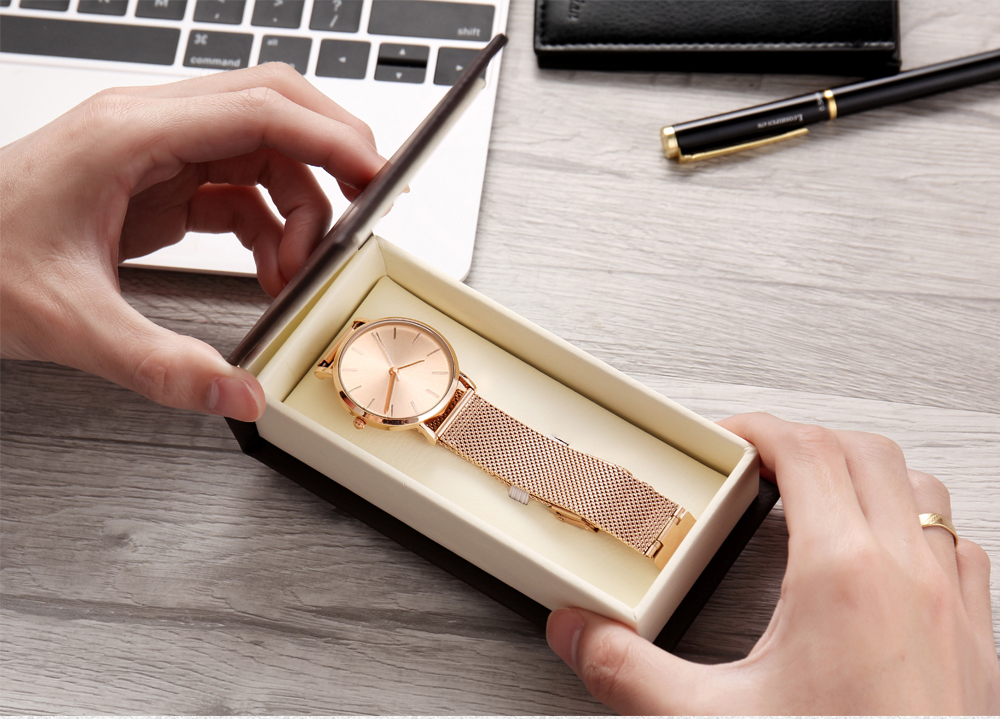 CC32北歐簡約潮流女士手表精致防水網帶石英手表廠家現貨代工