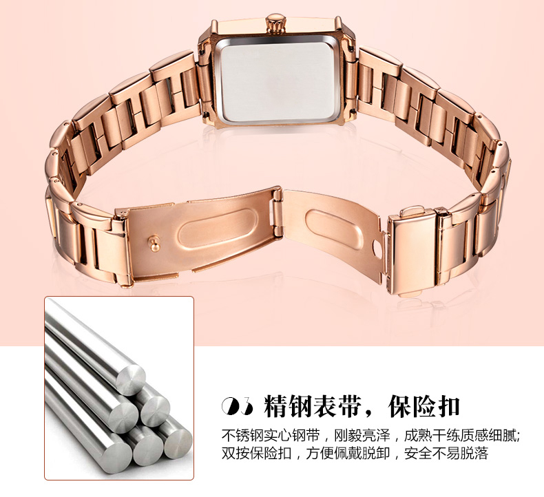 1079輕復古時尚方形手表進口機芯日歷女士石英手表廠家貨源