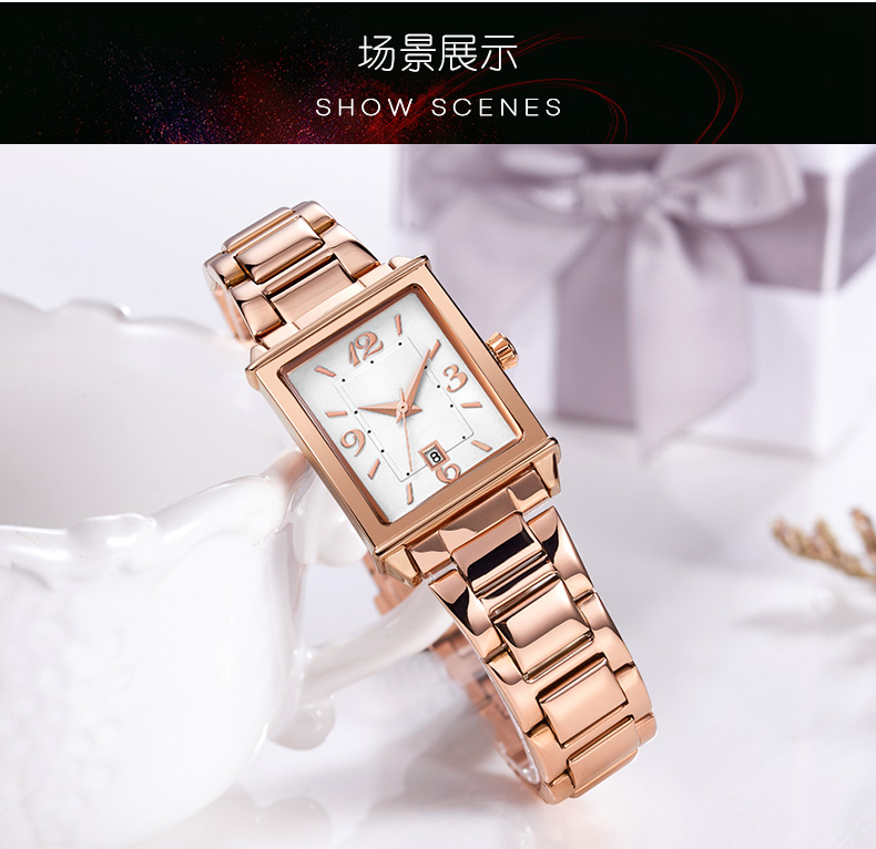 1079輕復古時尚方形手表進口機芯日歷女士石英手表廠家貨源