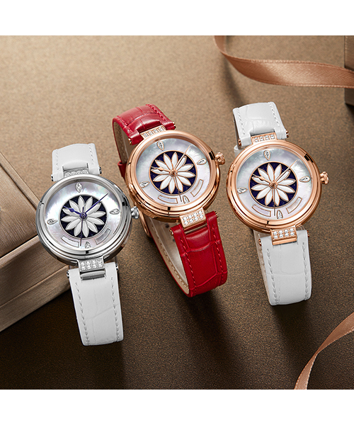 6776時尚淑女全自動機械防水皮帶女士手表廠家促銷