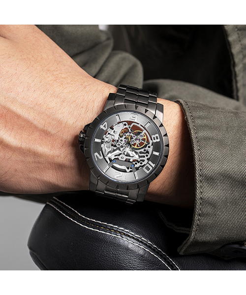 6784外貿新款鏤空商務時尚全自動男士機械手表廠家一手貨源