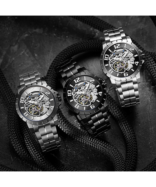 6784外貿新款鏤空商務時尚全自動男士機械手表廠家一手貨源