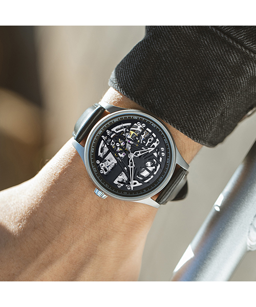 6787跨境全自動鏤空機械真皮手表時尚商務男士手表廠家貨源直供