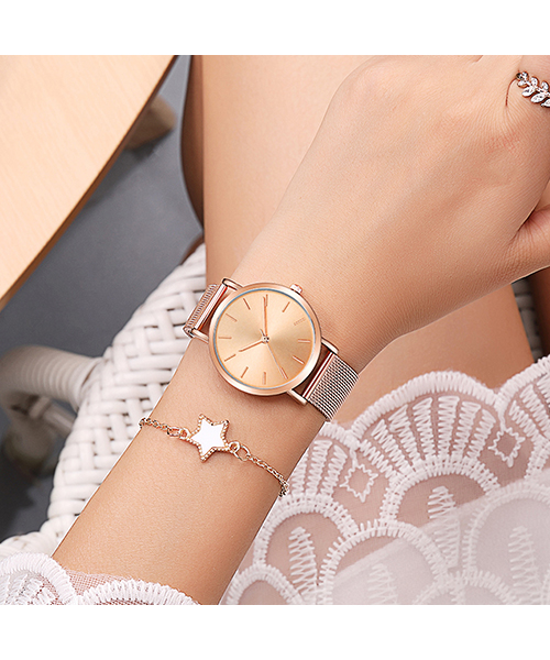 CC32北歐簡約潮流女士手表精致防水網帶石英手表廠家現貨代工