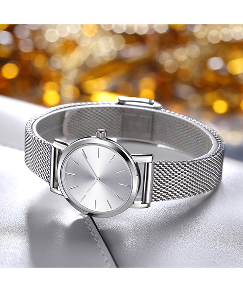 CC32北歐簡約潮流女士手表精致防水網帶石英手表廠家現貨代工