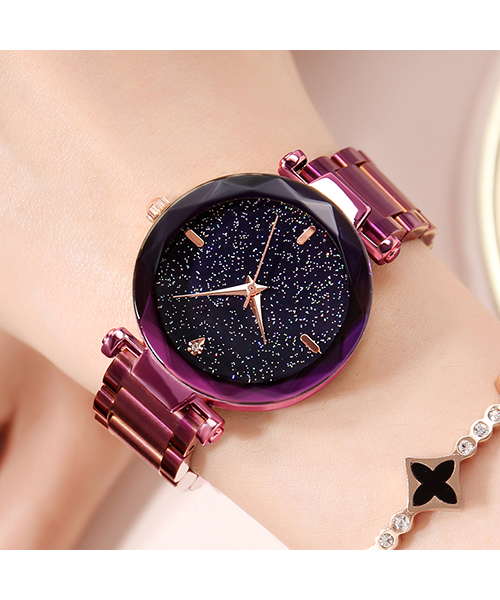 D2夢幻星空石英手表時尚不銹鋼表帶鑲鉆女士手表廠家加工定制