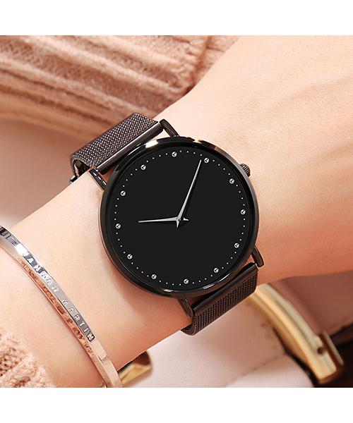 MD36簡約設計女士防水手表電鍍精鋼網帶石英手表廠家自產