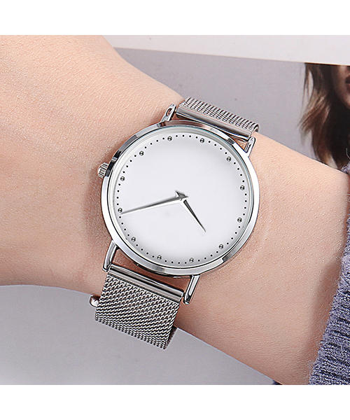MD36簡約設計女士防水手表電鍍精鋼網帶石英手表廠家自產