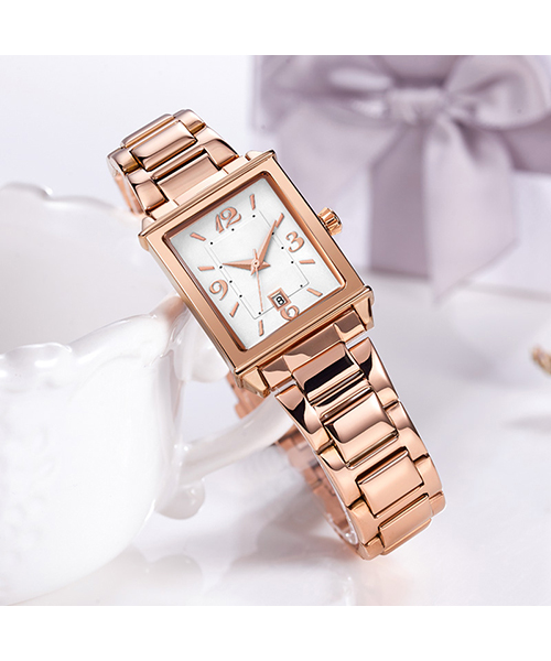 1079輕復(fù)古時(shí)尚方形手表進(jìn)口機(jī)芯日歷女士石英手表廠家貨源