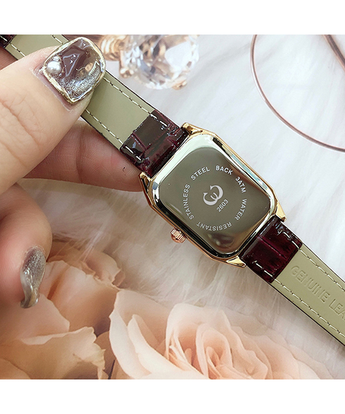 2600復(fù)古網(wǎng)紅鑲鉆小方表玫瑰金殼防水日歷女士手表廠家一手貨源