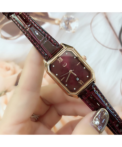 2600復(fù)古網(wǎng)紅鑲鉆小方表玫瑰金殼防水日歷女士手表廠家一手貨源