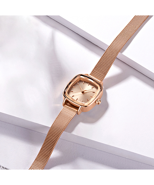 571爆款女士腕表輕奢時尚小巧方形網帶石英手表廠家一手貨源